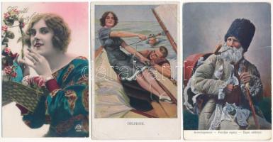 21 db RÉGI motívum képeslap vegyes minőségben / 21 pre-1945 motive postcards in mixed quality