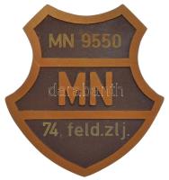 ~1970-1980. Győr-Likócs 74. mélységi felderítő zászlóalj egyoldalas bronz plakett eredeti tokban (~62x60mm) T:1-