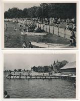Palicsfürdő, Palic; strand és park - 4 db régi képeslap / spa, beach, park - 4 pre-1945 postcards