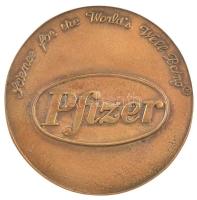1985. Pfizer - Science for the Worlds Well-Being / 1960-1985 - In commemoration of Pfizers 25 years of activity in Hungary kétoldalas, öntött bronz emlékérem (58mm) T:2 anyagfelesleg