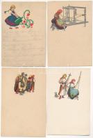 9 db régi Rigler József Ede rt. kiadású magyar népviseletes motívum képeslap / 9 pre-1945 Hungarian folklore art postcards