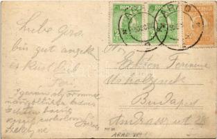 Arad, Str. Gen. Berthelot / utca, Erdélyi Hitelbank, Ipar és Népbank, üzletek, szálloda / street vie...