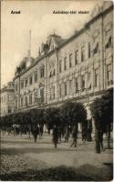 1910 Arad, Andrássy tér, Singer Sándor, Sugár József üzlete, Központi szálloda. Kerpel Izsó kiadása / street, shops, hotel (EK)