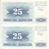 Bosznia Hercegovina 1992. 10D (2x) + 25D (2x) + 50D T:I,I-
Bosnia and Herzegovina 1992. 10 Dinara (...