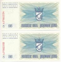 Bosznia Hercegovina 1992. 10D (2x) + 25D (2x) + 50D T:I,I-
Bosnia and Herzegovina 1992. 10 Dinara (...