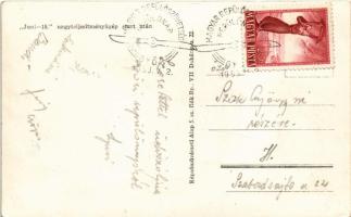 Juni-18 nagyteljesítményű repülőgép start után. Képzőművészeti Alap + "1953 Győr Magyar Repülős...