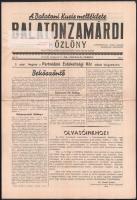 1937 Balatonzamárdi Közlönyv, a Balatoni Kurir melléklete, a nagyközség hivatalos lapja I. évfolyam 1. szám, az önkormányzat beköszöntőjével, szép állapotban