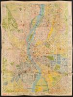 cca 1942 Stoits György, Merre menjek? Budapest közlekedési térképe, 1:18 000 hajtásnyomokkal, 90x60 cm