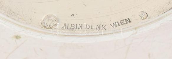 Albin Denk Wien ezüstözött alpakka kávéscsésze alátét készlet, 6 db-os, áttört tartóval. Jelzett, ki...