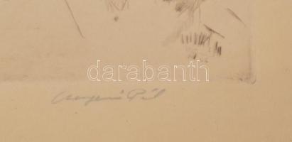 Csergezán Pál (1924-1996): Róka. Rézkarc, papír, jelzett. Üvegezett, fakeretben, 29x39 cm