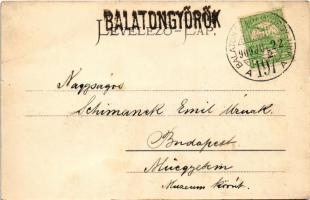1909 Balatongyörök, utca, templom. Nádai Ignác kiadása + "BALATON SZENT GYÖRGY - UKK 197 A"...