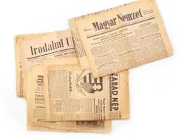 1956 Forradalmi újságok, 13 db október 23 és november 4. közötti számok, valamint 6 db közvetlenül utána