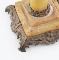 Háromágú lámpa. Bronz, alabástrom 44 cm