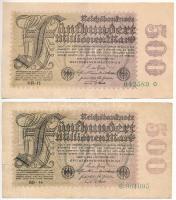 Németország / Weimari Köztársaság 1923. 500.000.000M (5x) különféle típusú sorszámokkal T:II-III
Ge...