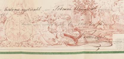 1868 Lőcse, városi polgárok közé felvételt igazoló oklevél a főjegyző aláírásával 1Fl illetékbélyegg...