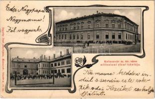 1907 Kolozsvár, Cluj; Szabad királyi város milleniumi elemi iskolája. Szigethy Jenő fényképész / school. Art Nouveau