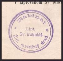 1903 Liptószentmiklós,2 db, izraelita anyakönyvi kivonan rabbinátus bélyegzéssel, aláírásokkal.