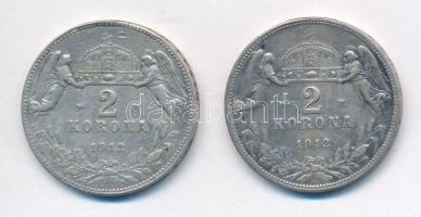 1912KB 2K Ag "Ferenc József" (2x) T:2- mindkét érmén fülnyom 
Adamo K6