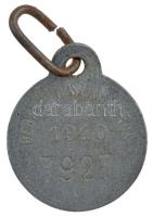 1940. Debrecen Sz. Kir. Város - 1940 - 7927 kétoldalas fém kutyabárca T:3