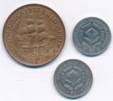 Dél-Afrika 1937. 1p Cu "VI. György" + 1946. 6p Ag "VI. György" + 1957. 6p Ag &qu...