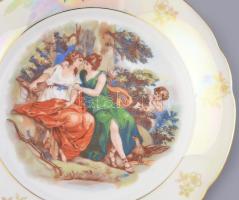 3 db Kuhla antik jelenetes dísztányér. Matricás, jelzett, minimális kopással. d: 17-23 cm