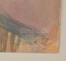 Baráth Pál (1950-): Híd. Akvarell, papír.. Keretben. Jelzett. 40x30 cm Üvegezett keretben