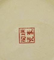 Tao Rui porcelán Kínai váza. Kézzel festett jelzett eg helyen ragasztott a szája. / Chinese vase, re...