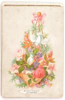 cca 1900 Újévi mechanikus üdvözlőkártya, nyitható, litho