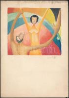 Olvashatatlan jelzéssel, 2 db mű: Alakok, 1972. Akvarell, papír, lapméret: 29x21 cm