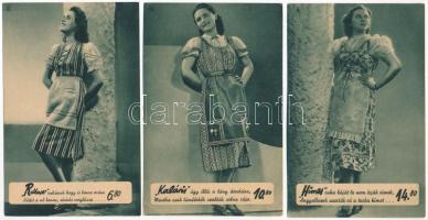 Magyar Divatcsarnok reklám. Budapest, Rákóczi út 70-76. - 6 db régi használatlan képeslap