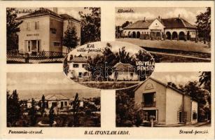 Zamárdi, Balatonzamárdi; Éva penzió, vasútállomás, park, vitorlás, Községi élelmiszerüzem üdülője