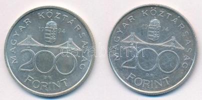 1994. 200Ft Ag "Deák" (2x) T:1-,2 
Adamo F13