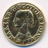 Skócia 1557. Mary Gold Ryal Coin aranyozott, modern replika ismertetővel T:1- Scotland 1557. Mary Gold Ryal Coin gilt, modern replica with description C:AU