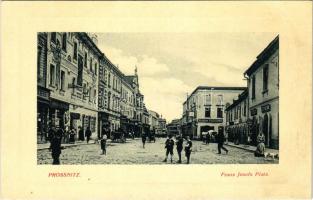 Prostejov, Prossnitz; Franz Josefs Platz, Kavarna Putschek / square, café, shops. W.L. Bp. 3044.