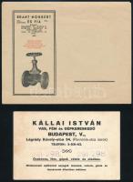 cca 1940 Budapesti vas- és gépipari kereskedők reklámanyaga, 3 db