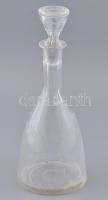 Díszes üveg palack dugóval, kopott, m: 31,5 cm