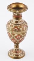 Indiai zománcozott váza, kopásnyomokkal, m: 21,5 cm
