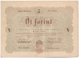 1848. 5Ft Kossuth bankó barna nyomat BM:e. 32654 T:III szép papír Adamo G109A