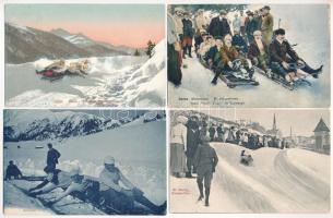 9 db RÉGI téli sport motívum képeslap nagyon szép minőségben: szánkózás külföldön / 9 pre-1945 winter sport motive postcards in very nice quality: sledding in Europe
