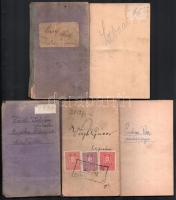 1922-1926 5 db munkakönyv (női szabó, cukrász, hentes, stb.)