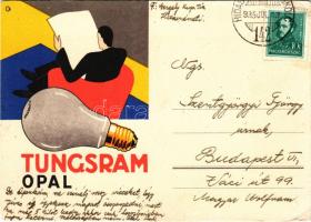 1935 Tungsram Opal villanykörte reklám képeslap / light bulb advertisement postcard s: Csemiczky Tihamér (EB)