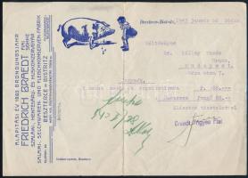 1943 Beszterce, Friedrich Braedt Fiai szalámi, hentesáru stb. gyárának fejléces számlája
