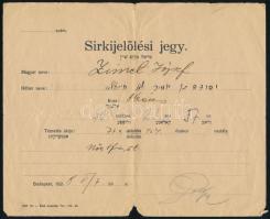 1928 Sírkijelölési jegy, magyar és héber nyelven, apró sérülésekkel, hajtásnyomokkal, 17x20,5 cm