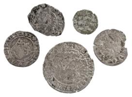 ~16. század 5xklf gyenge tartású Ag érmetétel, közte Szilézia / Schweidnitz 1555. (1522.) 1/2 Garas ...