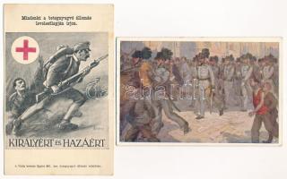 2 db régi osztrák-magyar katonai képeslap / 2 pre-1945 WWI Austro-Hungarian K.u.k. military art postcards