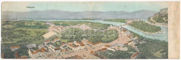 1905 Pöstyén, Pistyan, Piestany; 2-részes kihajtható panorámalap / 2-tiled folding panoramacard (EM)