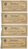 Ausztria 1920. Spielabgabe tombolajegy (4x) közte két sorszámkövető T:I- Austria 1920. Spielabgabe raffle ticket (4x) with a consecutive serials pair in it C:AU