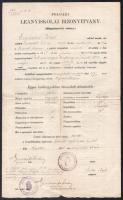 1918-1920 Eihorn Rózsi izraelita vallású tanuló 5 db iskolai bizonyítványa