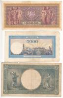 Románia 1943. 1000L + 1943. 5000L + 1947. 100.000L T:III,III-
Romania 1943. 1000 Lei + 1943. 5000 L...