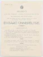 1935 Meghívó a M. Kir. Ferenc József Tudományegyetem évzáró ünnepélyére, eredeti fejléces borítékkal, jó állapotban